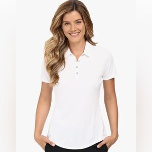 Adidas PureMotion Woman’s Short Sleeve Polo Top, White. Size XL